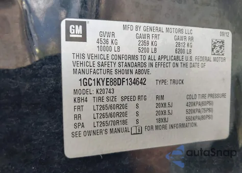 2013 Chevrolet Silverado 2500Hd Ltz from USA, damaged, VIN 1GC1KYE88DF134642